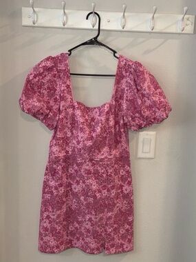 Trixxi Pink Floral Puff-Sleeve Dress NWT